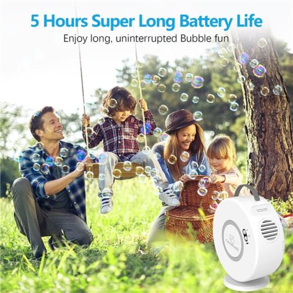 Bubble Machine for Kids Toddlers,Automatic Bubble Blower Rechargeable, 90° 360° - Picture 3 of 7